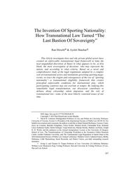 The Invention Of Sporting Nationality: How Transnational Law Tamed “The Last Bastion Of Sovereignty”